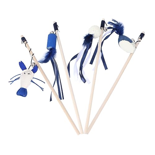 FOMIYES Katzenspielzeug-Set Mit Holzgriff – 4-teiliges Interaktives Katzenspielzeug Mit Glöckchen Zum Necken Und Verhindern Von Kratzern FOMIYES Katzenspielzeug-Set Mit Holzgriff – 4-teiliges Interaktives Katzenspielzeug Mit Glöckchen Zum Necken Und Verhindern Von Kratzern von FOMIYES