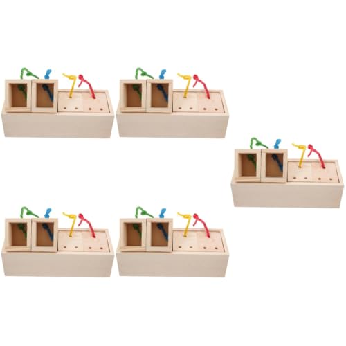 FOMIYES 5Er-Box Hamster Spielzeug zur Nahrungssuche Kaninchenspielzeug Hasenspielzeug Futterautomat für Haustiere Spielzeuge Spielset aus Holz behandelt verstecktes Holzspielzeug schmecken von FOMIYES
