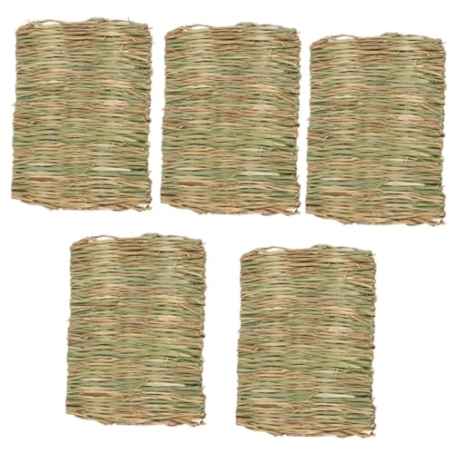 FOMIYES 5St Bettwäsche Kleintierbett-Grasmatte Kaninchen gewebte Matte Spielzeug Kissen aus Kaninchengrasmatte Gewebte Bettmatte für Kaninchen Hamster gewebten Matte Wurf Hase Matratze von FOMIYES