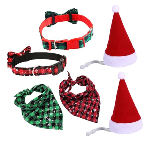 FOMIYES 6St Haustier-Weihnachtsset Hund Halskette Weihnachtsmütze für Haustiere Dreieckstuch für Haustiere Halsband für Haustiere Krawatte einstellen von FOMIYES