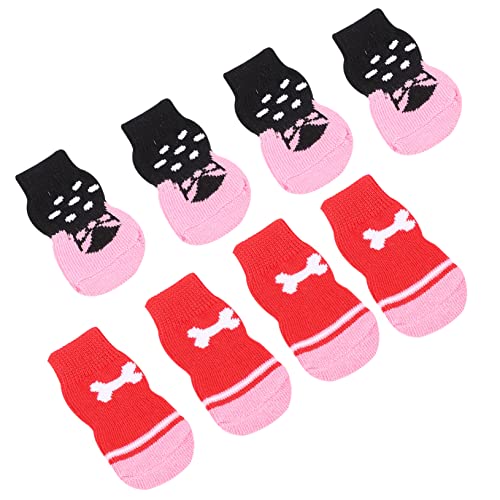 FOMIYES 8st Haustier Socken Schnauzer Socken Haustier Hund Socken Warme Socken Für Haustiere Socken Für Den Winter Hundesocken Anti Socken Für Hundeschuhe Pfote Stricken Weihnachten von FOMIYES