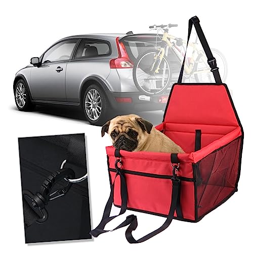 FOMIYES Haustier Auto Sicherheitssitz Mesh Hund Autositz Bequeme Haustier Reisetasche Leine Rot Dicke Stangen von FOMIYES
