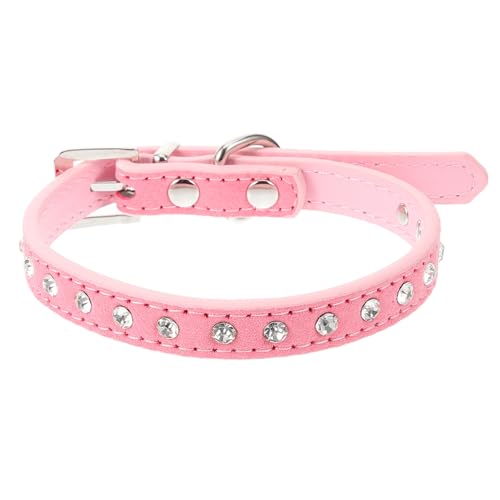 FOMIYES Modisches Haustierhalsband Mit Strass- Verstellbare Größe S Pu-Legierung von FOMIYES