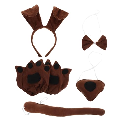 FOMIYES Hundekostüm mit Stirnband Fliege Nase Handschuhen Weiche Tier Accessoires für Halloween Karneval und Rollenspiele Bequemes Vielseitiges Cosplay für Jungen und Mädchen von FOMIYES