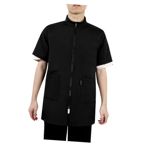 FOMIYES Kosmetikerin Overalls Pflegeschürze Haustier-Kosmetikerin-kittel Produkt Arbeitsuniform Professioneller Salonkittel Friseurjacke Saugfähig Roben Ballaststoff Black von FOMIYES