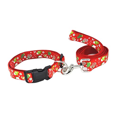 FOMIYES Weihnachtshandschuhe-Muster Haustierhalsband und Leine Set mit Hundehalsbändern Haustier-zugseil Modisches Design Größe XL von FOMIYES