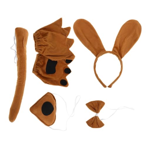 FOMIYES Teiliges Hundekostüm für Süßem Ohren Headband Schleife Nasen und Pfotenhandschuhen Weiches Atmungsaktives Tierkostüm für Karneval Halloween Fotoshootings und Rollenspiele von FOMIYES