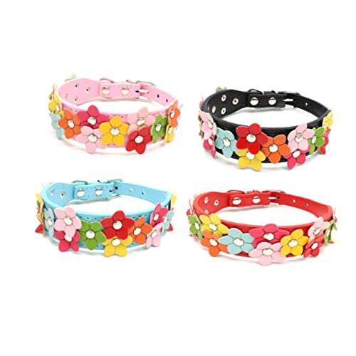 FOMIYES Pu-Material Haustierhalsband Blumen S Größe Verstellbar für Hunde Katzen Welpen von FOMIYES