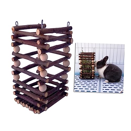 FOMIYES Streu Feeder Heu Rack Holz Schüssel Für Haustier Zubehör Tier Spielzeug Heu Feeder Rack von FOMIYES