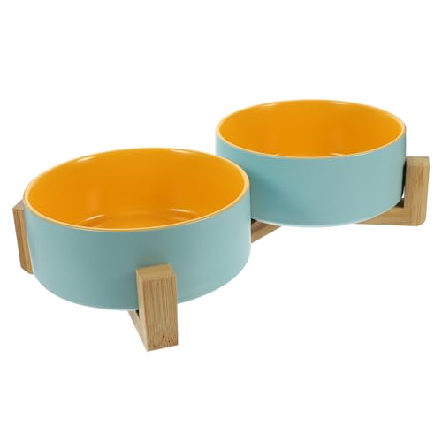 FONDOTIN 2-in-1 Keramik-futternapf-Set Für Haustiere Zweifarbiges Design Mit Holzsockel Für Katzen Und Hunde Sichere Und Stabile Fütterung FONDOTIN 2-in-1 Keramik-futternapf-Set Für Haustiere Zweifarbiges Design Mit Holzsockel Für Katzen Und Hunde Sichere Und Stabile Fütterung von FONDOTIN