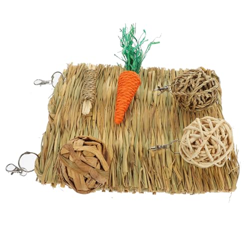 FONDOTIN 1 Satz Gewebte Matte Aus Naturrasen Haustier Wurf Hase Hamster Meerschweinchenkäfig Kaninchen Käfige Für Meerschweinchen Käfigeinlagen Für Meerschweinchen Heu Stroh Gras von FONDOTIN