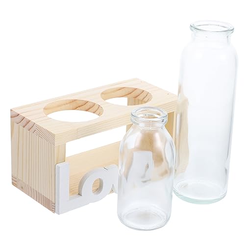 FONDOTIN 1 Satz Hydroponische Verzierung des Heimpflanzers Zimmerpflanzen Hydroponisches Terrarium Blumenpflanzenterrarium Mit Holzständer Hydroponische Pflanzen Vasendekor Wasservase Glas von FONDOTIN