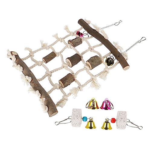 FONDOTIN 1 Satz Kletterleiter Für Papageienspielzeug Coop Spielzeugstall Futter Für Vogelkäfige Ratte Hängende Bettschaukel Klettern Am Vogelseil Strickleiter Vögel Hamster Baumwollseil von FONDOTIN