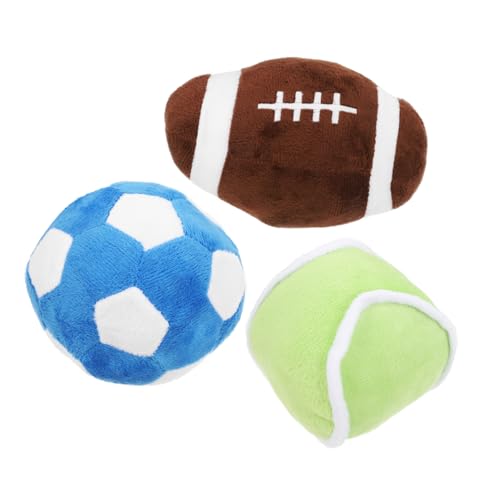 FONDOTIN 1 Satz Neue Welpen Essentials Fußball-plüschkissen Hunde-Basketball Welpen Ausgestopftes Tier Fußballdekor Rugby-plüsch Hunde Fußball Basketball-hundespielzeug Kurzer Plüsch von FONDOTIN