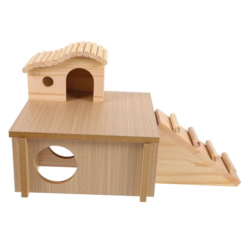 FONDOTIN 1 Satz Plattform Fluchthaus Hamsterkäfig Minikäfig für Hamster trauriger Hamster Party groß hamsterspielzeug Hamster Haustier schlafhaus Kletterleiterspielzeug hölzern von FONDOTIN