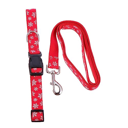 FONDOTIN 1 Satz Schneeflocke Leine Hundehalsband Outdoor-Geschirr für Haustierhunde Haustierhalsband mit Leine Weihnachten verstellbares Halsband mit Leine mit dem Hund spazieren gehen Seil von FONDOTIN