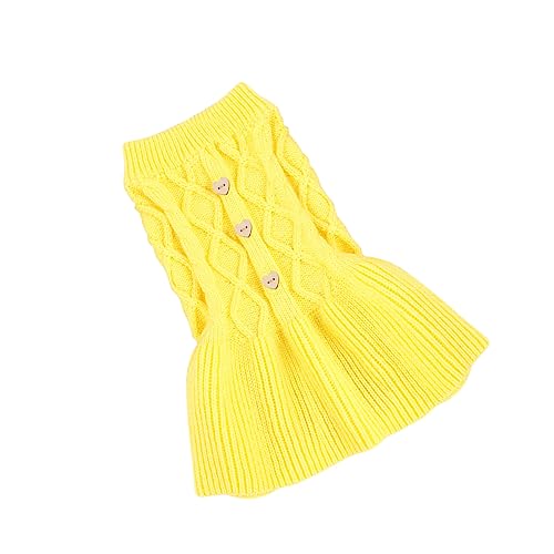 FONDOTIN 1 Stück Katze Kleid kleines hundebett Haustier Kleiner Hund Katze für Katzen EIN Katzenfutter hundepullover hundepulli hundekleider Dog Clothes Welpenkleid aus Wolle Yellow von FONDOTIN