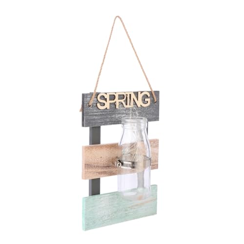 FONDOTIN 1 Stück Wandbehang mit Lampe Vase Wohnkultur Dekoration Leben Lichter Office Decoration Living Room Decoration glasvasen wandhängende Wandverzierung hängende Verzierung hölzern von FONDOTIN