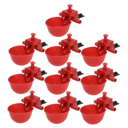 FONDOTIN 10 Stück Tauben-Hühner-Wassernapf trinkbrunnen wasserschale Vogelwassertränke Hühnerfutter Tränkenäpfe für Geflügel Automatische Taubentränke Trinkbecher für Geflügelwasser Abs rot von FONDOTIN