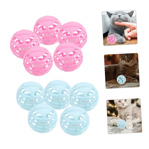 FONDOTIN 10 Stück Teiliges Katzenspielzeug Kunststoffbälle mit Glöckchen Interaktive Katzenbälle für Drinnen Bunte Spielbälle für Kätzchen zur Beschäftigung und Bewegung Zufällige Farbe von FONDOTIN