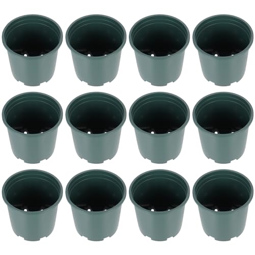 FONDOTIN 12 Stück Blumentopf eingetopft für Pflanzen Anlage Blumentopf im Freien Kleiner Pflanzer Blumentöpfe aus Kunststoff Pflanzgefäß aus Kunststoff Plastik Green von FONDOTIN