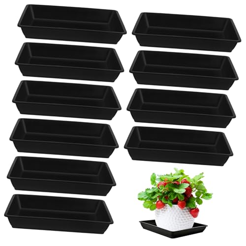 FONDOTIN 12 Stück Bodenmatte für Blumentöpfe Pflanzenuntersetzer für drinnen Topfschalen für Pflanzen Form quadratische Untersetzer für Blumentöpfe Topfpflanze Plastik Black von FONDOTIN