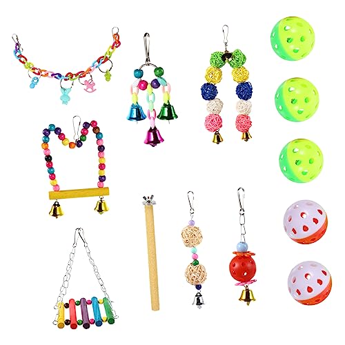 FONDOTIN Vogel-Set 13-teilig Verschiedene Vogelspielzeuge Zum Kauen Und Klettern Zufällige Farbe von FONDOTIN