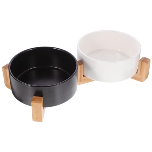FONDOTIN 1Satz Erhöhter Hundenapf aus Keramik mit Holzständer Rutschfestes Futter und Wassernapf für Katzen und Stilvolles Design Schüsseln für Komfortables Füttern FONDOTIN 1Satz Erhöhter Hundenapf aus Keramik mit Holzständer Rutschfestes Futter und Wassernapf für Katzen und Stilvolles Design Schüsseln für Komfortables Füttern von FONDOTIN