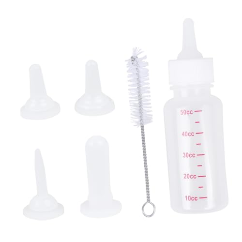 FONDOTIN 1Satz Haustier Stillflasche mit Ersatzflaschenmündern und Reinigungsbürste Transparente Futterflasche für Katzen und Kleine Haustiere und Tragbar von FONDOTIN