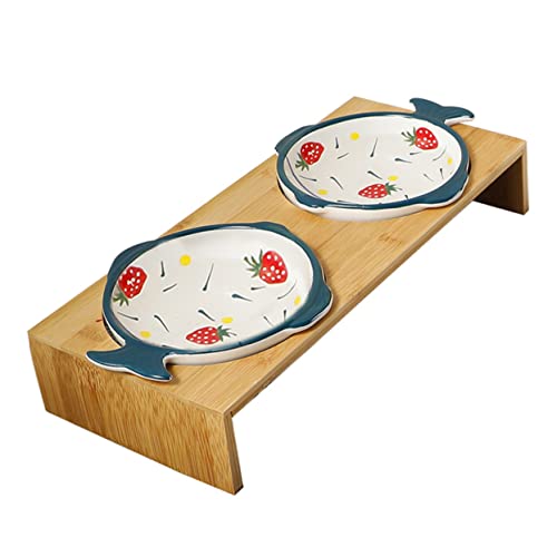 FONDOTIN 1Set Hand Bemalt Keramik Doppel Schüssel Haustier Hundefutter Schüssel Wasser Feeder Katzenfutter Feeder Bambus Zufällige Farbe FONDOTIN 1Set Hand Bemalt Keramik Doppel Schüssel Haustier Hundefutter Schüssel Wasser Feeder Katzenfutter Feeder Bambus Zufällige Farbe von FONDOTIN