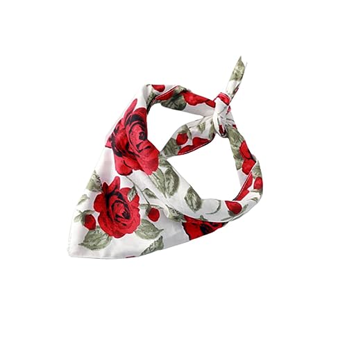 FONDOTIN 1stück Dreieckiges Halsband Für Hunde Mit Rosenmuster Baumwoll-hundebib Für Valentinstag Verstellbar Und Bequem Für Haustiere Mit Einem Halsumfang von FONDOTIN
