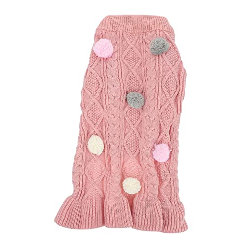 FONDOTIN 1stück Haustier Pullover Rock Für Hunde Warmer Strickpullover Für Winter Modische Katzenkleidung Mit Plüschbällen Für Partys Und Kühle Tage FONDOTIN 1stück Haustier Pullover Rock Für Hunde Warmer Strickpullover Für Winter Modische Katzenkleidung Mit Plüschbällen Für Partys Und Kühle Tage von FONDOTIN