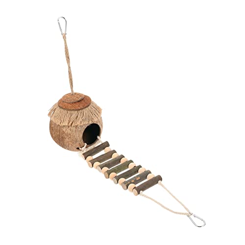 FONDOTIN Natürliches Kokosnussschalen-nestbett für Hamster Vögel Haustier-hängematte mit Leiter 2 Stück Atmungsaktiv Haustierspielzeug FONDOTIN Natürliches Kokosnussschalen-nestbett für Hamster Vögel Haustier-hängematte mit Leiter 2 Stück Atmungsaktiv Haustierspielzeug von FONDOTIN