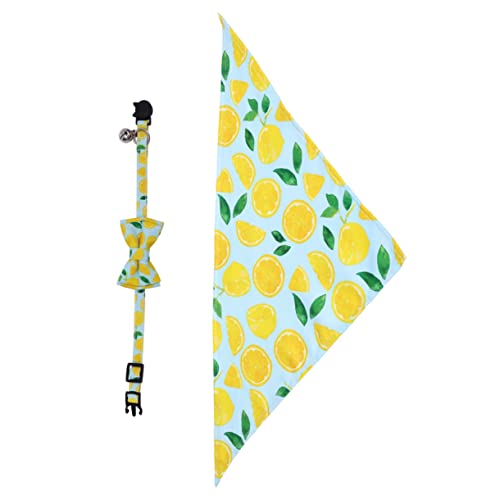 FONDOTIN Handgefertigtes Katzenhalsband Katzenfrüchte Schal Schleife Und Glöckchenanhänger Haustier-Party-Outfit von FONDOTIN