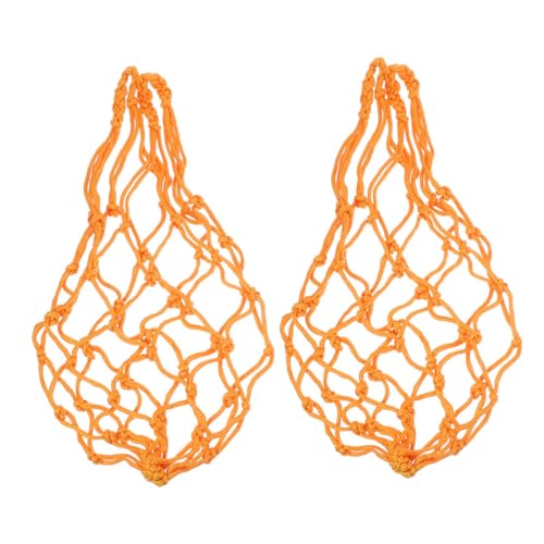 FONDOTIN 2 Stück Futterbeutel Chicken Feeder Vogelfuttertasche Netz Hühnerfutter für Babys Hühnchen-Gemüse-Obsthalter hängendes Feeder- Futterkorb für Haustierhühner Seil Orange von FONDOTIN