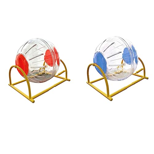 FONDOTIN 2 Stück Hamster Halterung Laufrad Chinchilla Hamsterspielzeug Stummes Hamsterrad Meerschweinchen Ball Klein Hamster Läuft Laufrad Haustierbedarf Blue Neu p von FONDOTIN