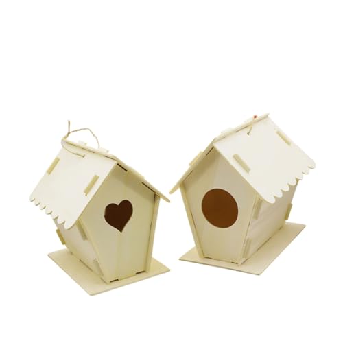 FONDOTIN 2 Stück Holz Vogelhaus Teiliges DIY mit Herz und Rundform Wetterfestes Garten Vogelnest Modell Kinderfreundliches Outdoor Dekor Praktisches Vogelhaus für Kleine Singvögel FONDOTIN 2 Stück Holz Vogelhaus Teiliges DIY mit Herz und Rundform Wetterfestes Garten Vogelnest Modell Kinderfreundliches Outdoor Dekor Praktisches Vogelhaus für Kleine Singvögel von FONDOTIN