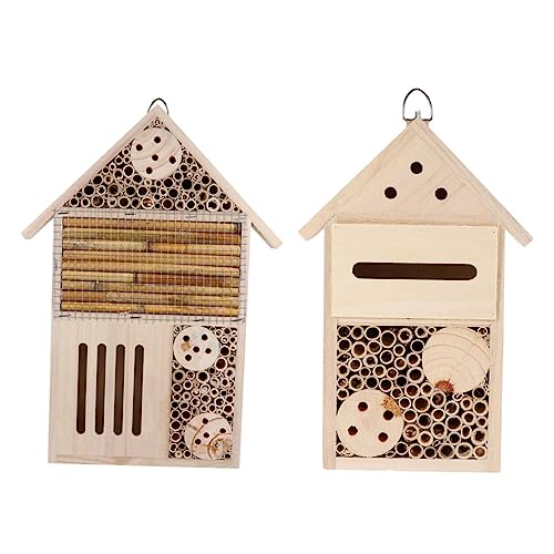 FONDOTIN 2 Stück Insektenhaus Bienenstock Garten Lebensraum Nest Im Freien Marienkäfer Kabine Gartenhaus Kabinenverzierung Hängendes Hängende Bienenkabine Holz von FONDOTIN
