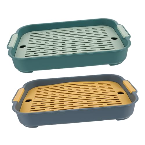 FONDOTIN 2 Stück Kaninchentoilette aus Kunststoff Indoor Bunny Toilette mit Doppelter und Gitterdesign für Kaninchen Meerschweinchen Chinchilla und Hamster Hygienische Haustiertoilette von FONDOTIN