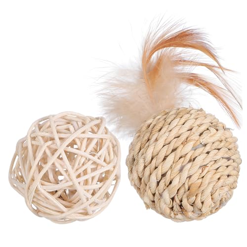 FONDOTIN 2 Stück Katzenspielzeugball, Katzenaktivitätsspielzeug, Glockenbälle, Spielzeug, Gewebte Bälle, Kätzchen, Teasing-Rattan-maisgeflechtbälle FONDOTIN 2 Stück Katzenspielzeugball, Katzenaktivitätsspielzeug, Glockenbälle, Spielzeug, Gewebte Bälle, Kätzchen, Teasing-Rattan-maisgeflechtbälle von FONDOTIN