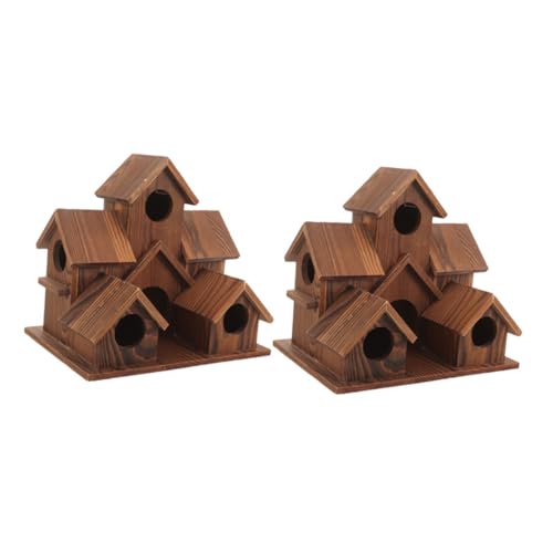 FONDOTIN 2 Stück Teiliges Rustikales Vogelhaus aus Massivem Holz Wetterfestes Außenvogel-nistkasten mit Futterstelle Natürliche Garten-Dekoration für Garten Terrasse und FONDOTIN 2 Stück Teiliges Rustikales Vogelhaus aus Massivem Holz Wetterfestes Außenvogel-nistkasten mit Futterstelle Natürliche Garten-Dekoration für Garten Terrasse und von FONDOTIN