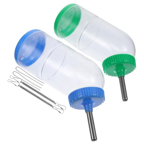 FONDOTIN 2 Stück Teiliges Trinkflasche für Haustiere Auslaufsichere Wasserflasche Transparenter Wasserspender für Kaninchen Meerschweinchen und Kleine Tiere Einfache Zufällige Farbe von FONDOTIN