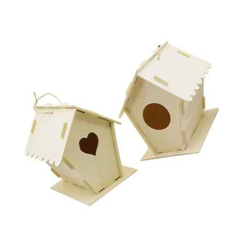 FONDOTIN 2 Stück Vogelhaus Dekoration Aus Holz Vogelhäuser Zarte Nesthaus Dekorationen Für Und Garten Vogelhaus Außendekor Kleine Vogel Dekoration Nest Ornament von FONDOTIN