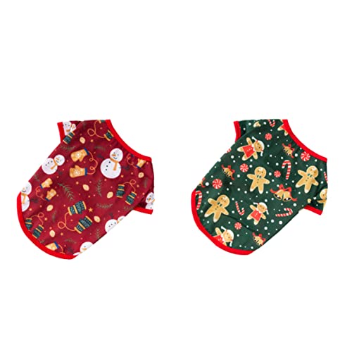 FONDOTIN 2stücke Teiliges Weihnachtsoutfit Für Hunde Lustige Hundekleidung Für Kleine Haustiere Schneemann Und Lebkuchenmann-Design Atmungsaktives Material Bequem Und Praktisch Für von FONDOTIN