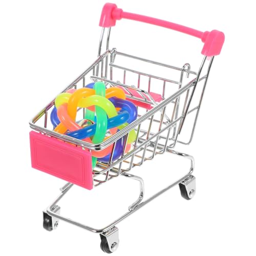 FONDOTIN 2stücke Mini Einkaufswagen Spielzeug Für Vögel Aus Legierung Und Abs Mit Fahrbaren Rädern Papagei Trolley Warenkorb Vogel Spielzeug Mit Ball Für Intelligenztraining von FONDOTIN