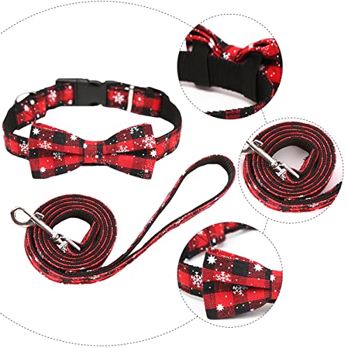 FONDOTIN 2st Haustier-weihnachtsset Hundehalsband Mit Schleife Weihnachten Haustierhalsband Hundehalsband Klein Weihnachtskragen Haustier Halskette Welpen-kit Rot Dreieckiger Schal Krawatte von FONDOTIN