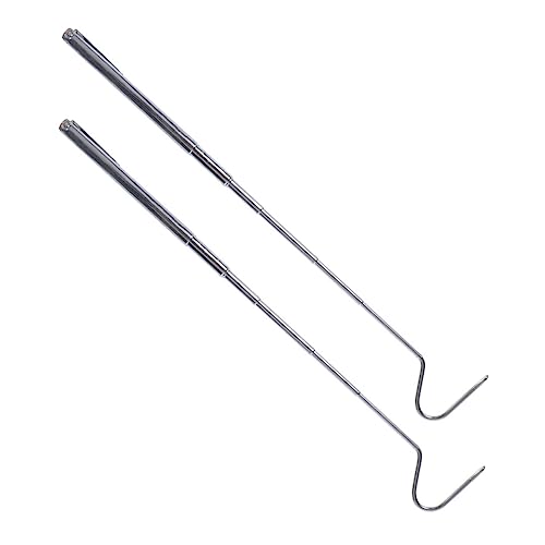FONDOTIN 2st Teleskopischer Schlangenhaken Schlangenfängerstock Schlangenfangstock Schlangenpinzette Kork Werkzeug Gartenschlauchtrommel Spule Schlangensammler Käfig Rostfreier Stahl Silver von FONDOTIN