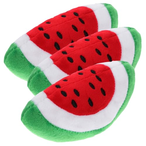 FONDOTIN 3stücke Teiliges Lustiges Plüschspielzeug Wassermelonenform Für Kleine Hunde Und Welpen Kauspielzeug Spiel Und Zahngesundheit Langlebig Und Weich von FONDOTIN