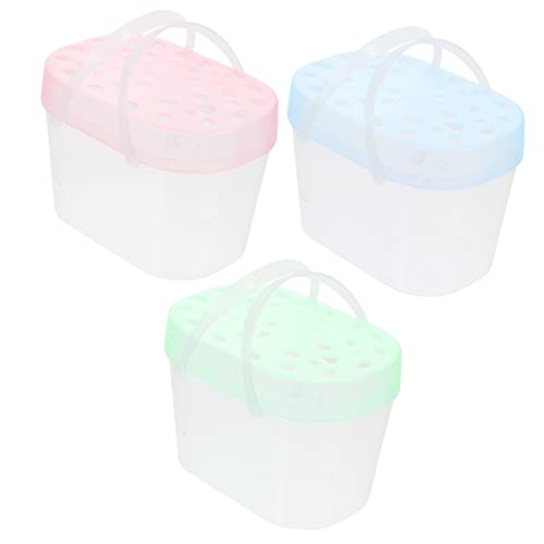 FONDOTIN Reisefreundlicher Käfig für Haustiere 3er-Pack Hamsterboxen Beobachtungsfenster tragbarer Träger für Hamster Schildkröten Kleintiere zufällige Farbe von FONDOTIN
