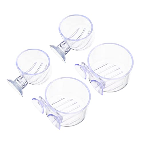 FONDOTIN 4 Stück Aquarium roter Wurmbecher Tassen, Roter Wurmfutterautomat Aquarium pflanzenhalter Automatic Fish Feeder Wasserpflanzenbecher Futterbecher für Aquarienfische Acryl von FONDOTIN